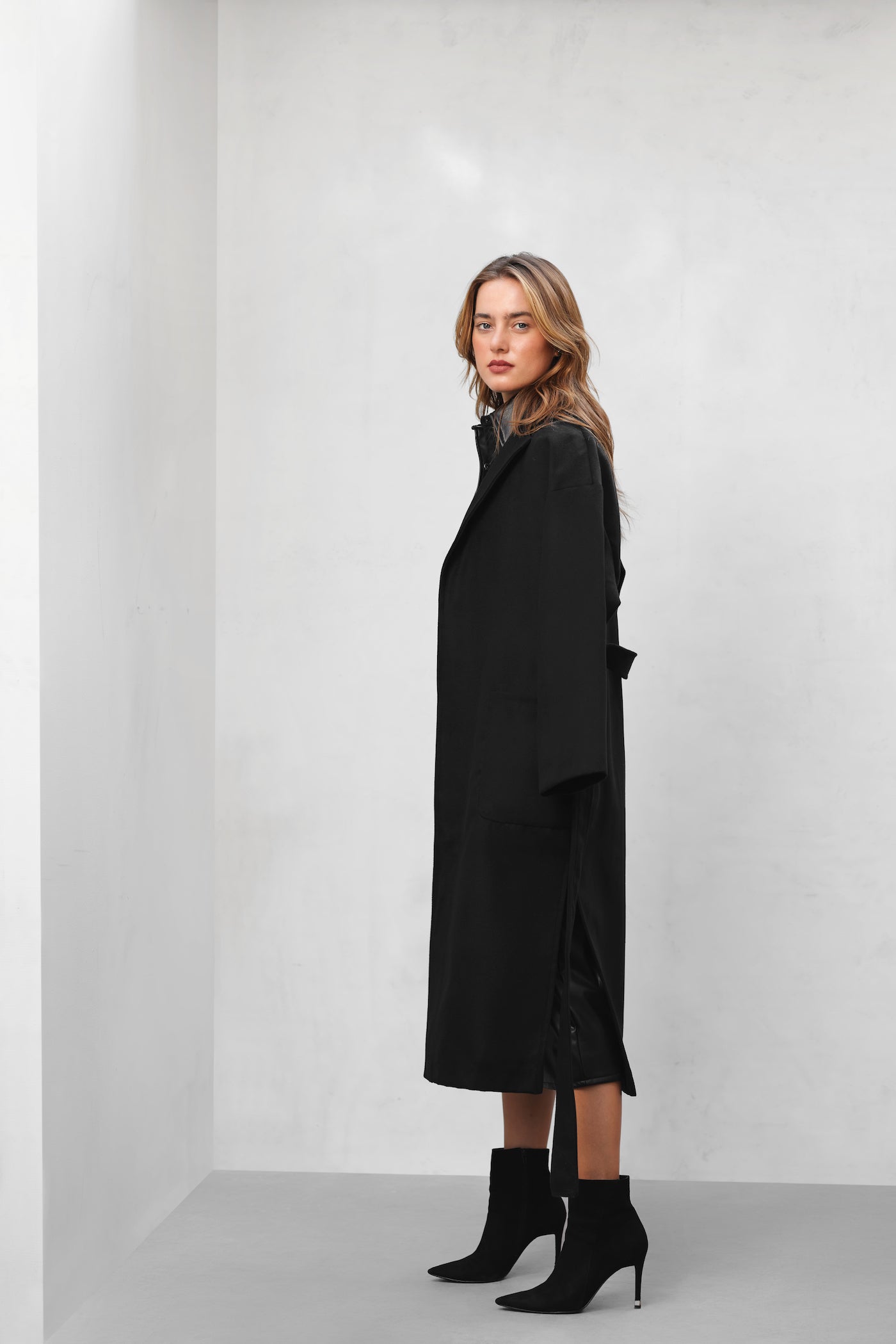 Oversize Long Belted Wool Coat