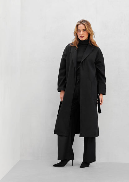 Oversize Long Belted Wool Coat