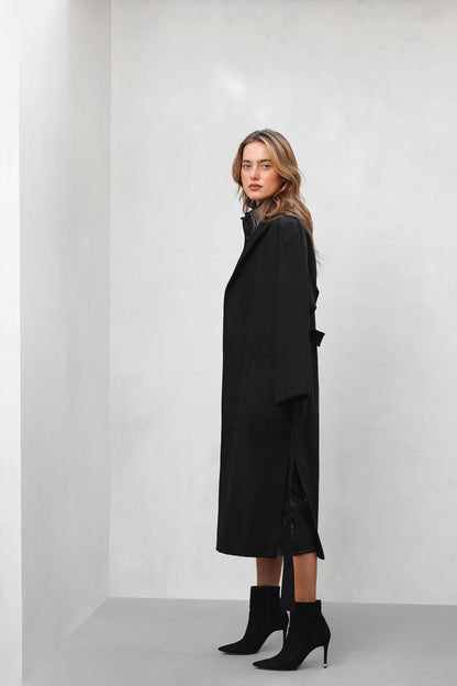 Oversize Long Belted Wool Coat
